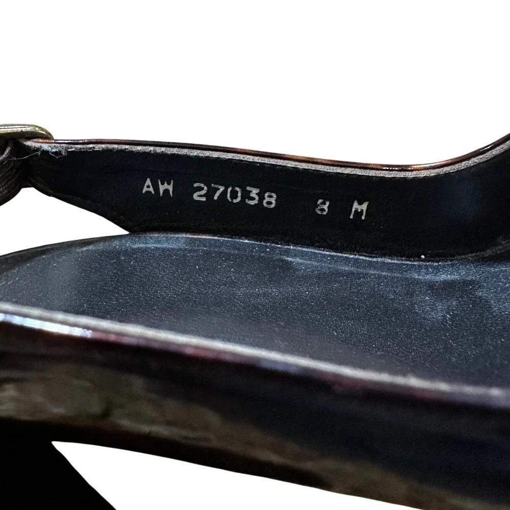 Stuart Weitzman Scoop NYC Tortoise Patent Leather Platform Slingback Heels 8